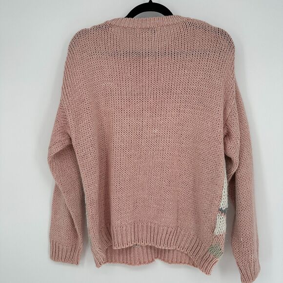 Vintage Currants Womens Knit Sweater Size L Pink Hand Loomed Fair Isle Icelandic - Picture 3 of 8